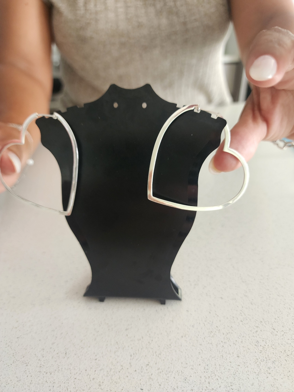 Tous Silver Heart Hoop Earrings